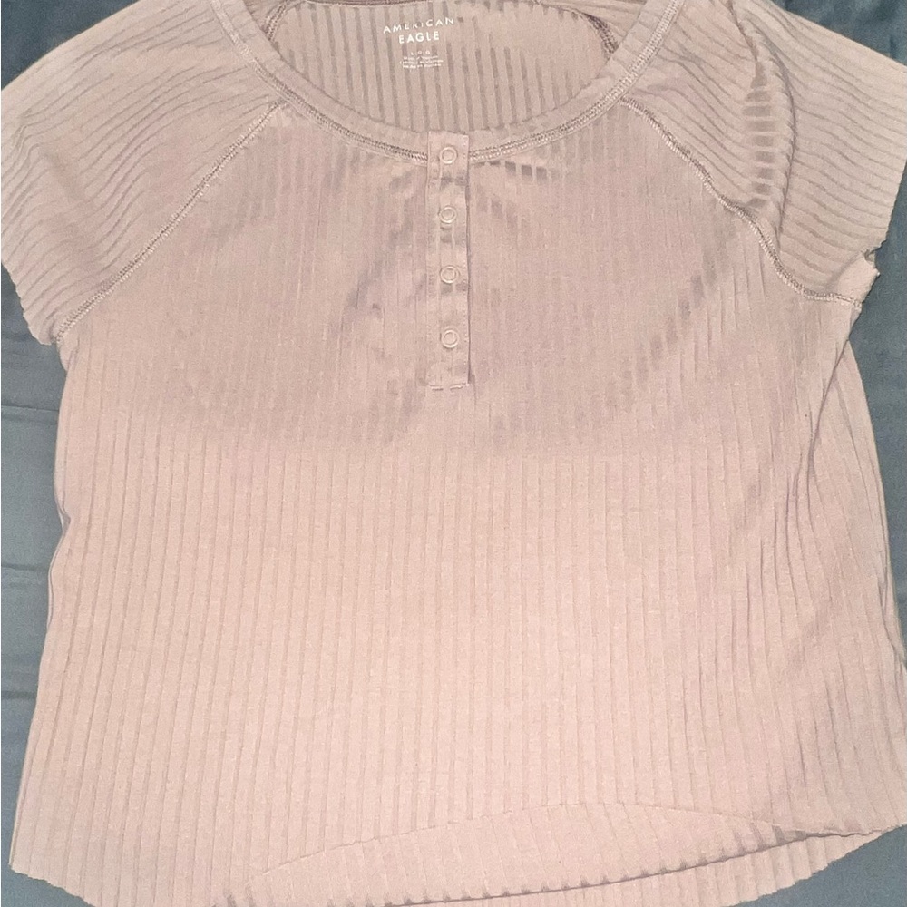 American Eagle Outfitters Women's Ribbed Top - Cream